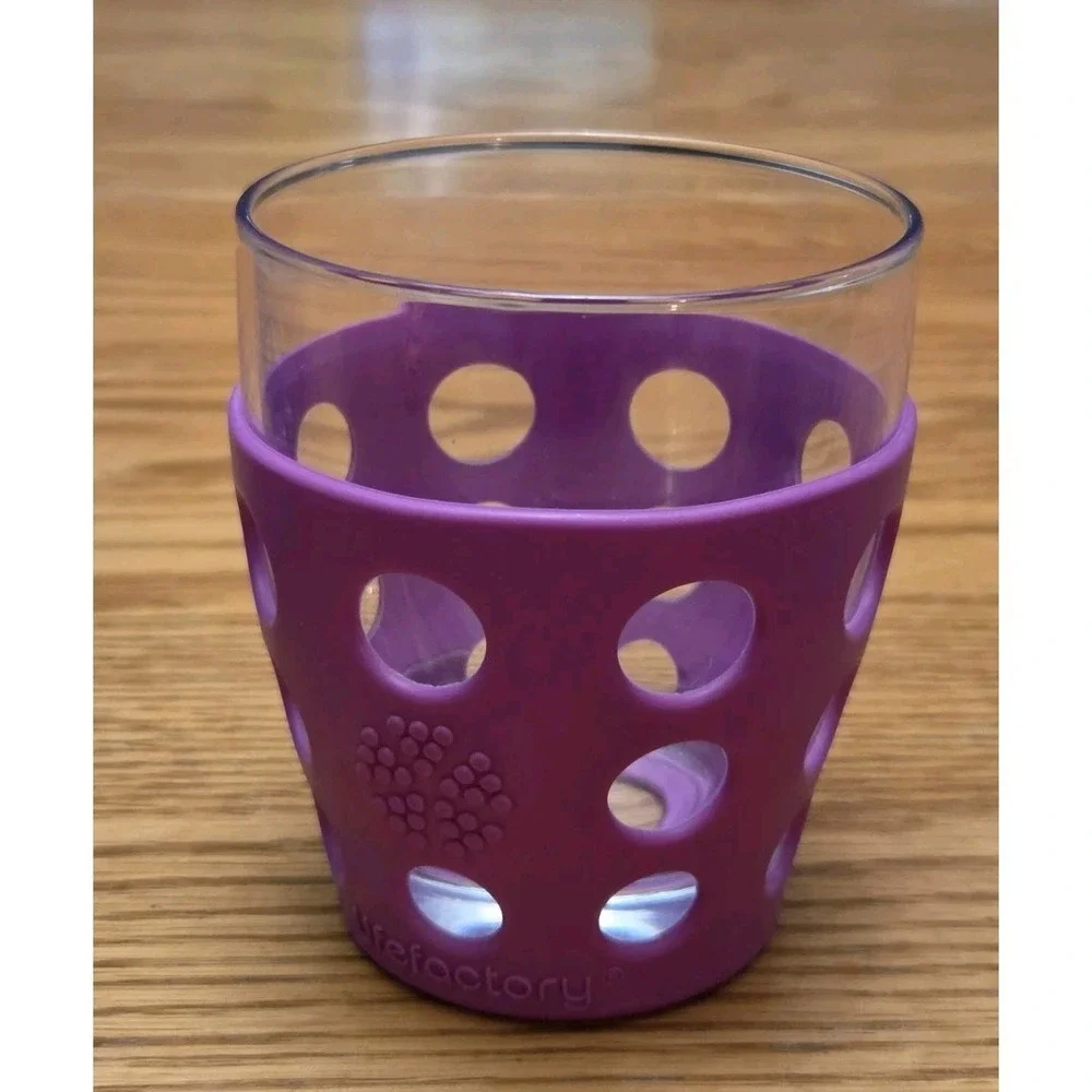 Set of 3 10 Oz Lifefactory Drinking Glasses w/ Silicone Sleeves Cocktail Tumbler